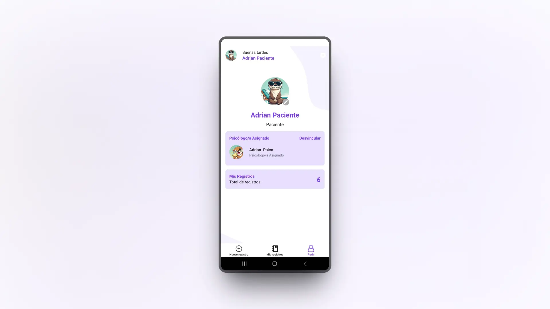 Diariamente app interface